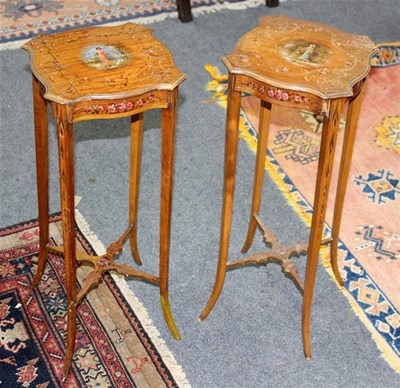 Lot 955 - A pair of Edwardian satinwood urn tables,...
