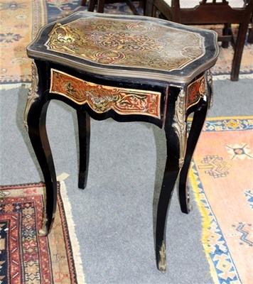 Lot 956 - A Boulle type table fitted a drawer, 62cm wide