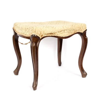 Lot 958 - An upholstered stool on moulded cabriole legs,...