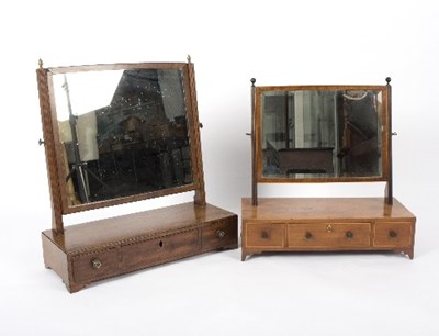 Lot 964 - A box base mirror with rectangular plate on...