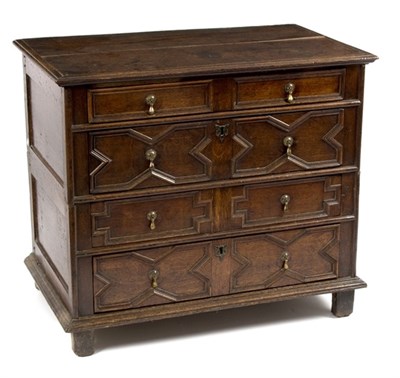 Lot 966 - A Charles II oak chest, circa 1680, the four...