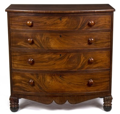 Lot 969 - A Channel Islands bowfront mahogany chest of...