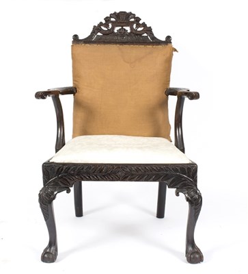 Lot 971 - An 18th Century carved oak open armchair,...