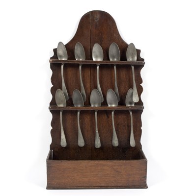 Lot 997 - A 19th Century Welsh oak spoon rack, 33cm wide,...
