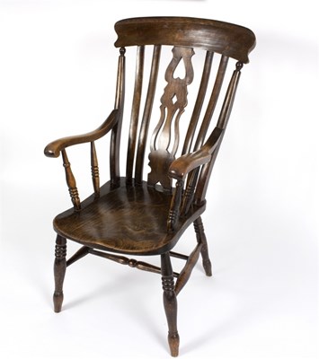 Lot 1007 - A Windsor splat-back open armchair