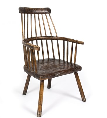 Lot 1009 - An 18th Century comb-back chair in ash and...