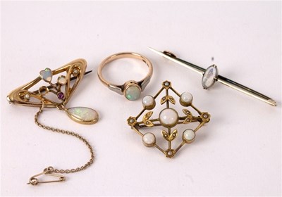 Lot 4 - A group of opal set jewellery comprising an...
