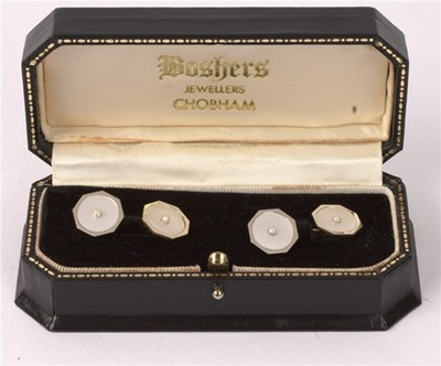 Lot 36 - A pair of pearl and mother-of-pearl cufflinks...