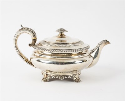 Lot 98 - A George IV silver teapot and cover, Emes&...