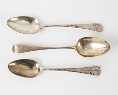Lot 100 - A pair of silver table spoons, Peter, Ann and...
