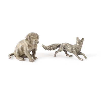 Lot 108 - A silver pepper pot in the form of a dog,...