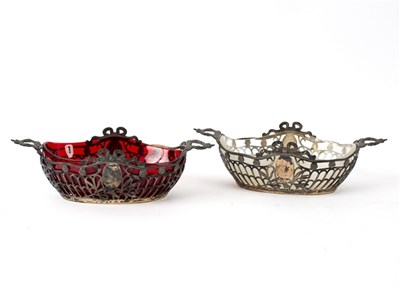 Lot 109 - Two silver baskets with glass liners, Chester...