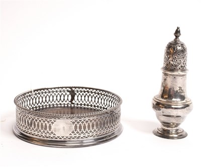 Lot 113 - A George III silver wine coaster, makers mark...
