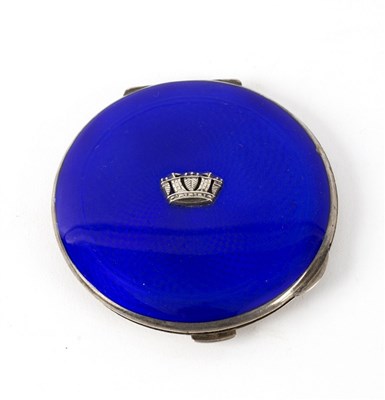 Lot 118 - A silver and enamel compact, the cover with...