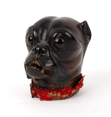 Lot 140 - An English carved wood inkwell modelled as a...