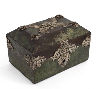 Lot 149 - A French shagreen box with white metal mounts...