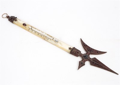 Lot 152 - A 19th Century mother-of-pearl thermometer,...