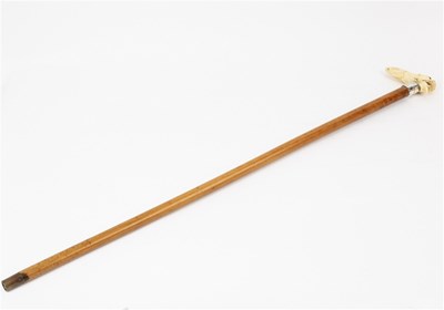 Lot 163 - A Victorian malacca walking cane with silver...