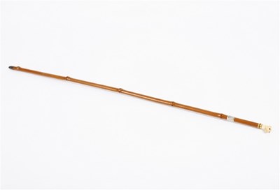 Lot 166 - A bamboo walking cane with silver collar and...