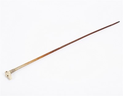 Lot 168 - A walking cane with gilt collar and ivory...