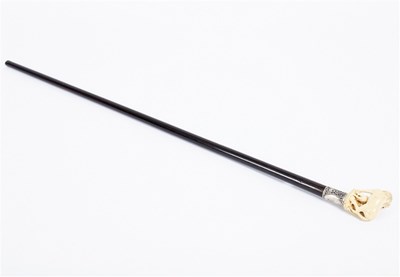 Lot 169 - A rosewood walking stick with silver collar,...