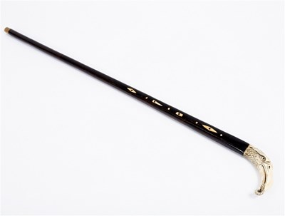 Lot 172 - A Indian ebony walking stick inlaid bone, the...