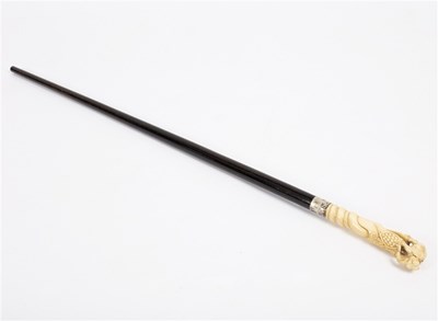 Lot 178 - A rosewood walking stick, the ivory handle...