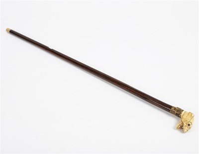 Lot 180 - A rosewood walking stick with gilt copper...