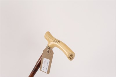 Lot 187 - A Japanese bamboo walking stick, the ivory...