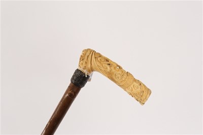 Lot 188 - A knotted walking stick with plated collar and...