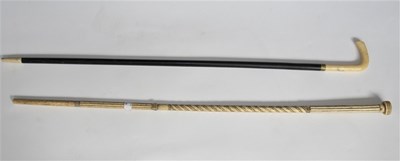 Lot 191 - A whalebone walking stick with ivory handle...