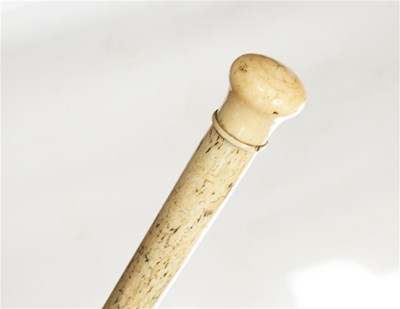 Lot 196 - A whalebone walking stick with ivory knop...