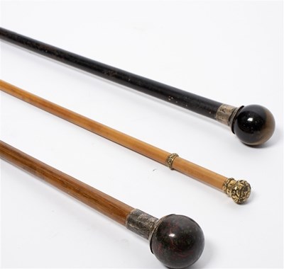 Lot 203 - A lady's walking stick with hardstone knop,...