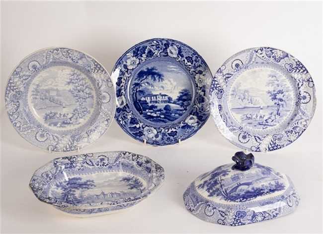 Lot 237 - An Elkins& Co. Irish Scenery vegetable tureen,...
