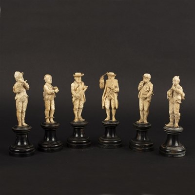 Lot 436 - A Dieppe carved ivory band comprising six...