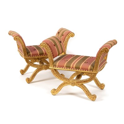 Lot 488 - A pair of giltwood window seats with...