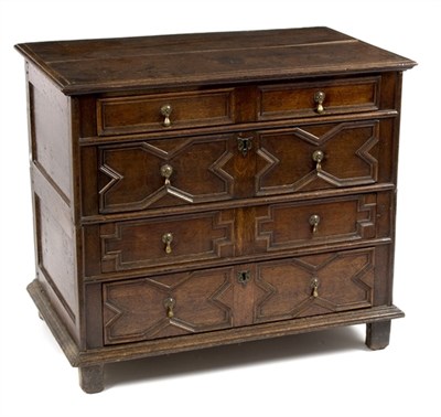 Lot 503 - A Charles II oak chest, circa 1680, the four...