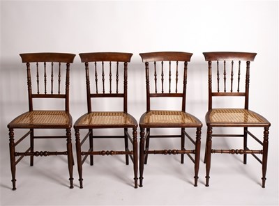 Lot 520 - A set of four late Victorian spindle back...