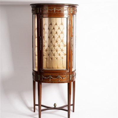 Lot 521 - A Louis XVI style half-round display cabinet,...