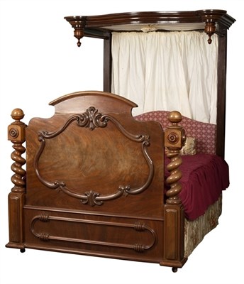 Lot 524 - A Victorian mahogany framed half-tester bed,...