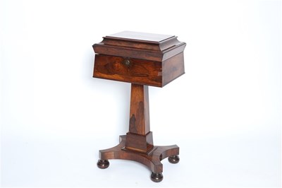 Lot 536 - A Regency rosewood teapoy, the hinged cover...