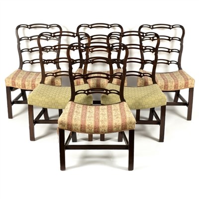 Lot 541 - A set of six George III mahogany ladderback...