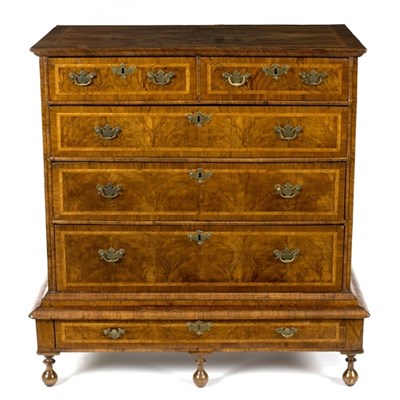 Lot 571 - A George II walnut chest with herringbone...