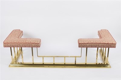 Lot 572 - A brass club fender with padded top rail on a...