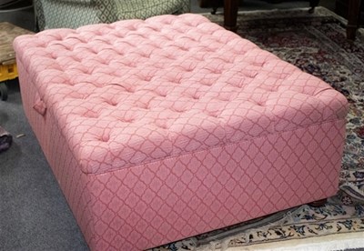 Lot 604A - A large button upholstered Ottoman on four bun...