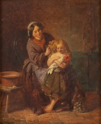 Lot 642 - 19th Century English School/Mother Combing a...