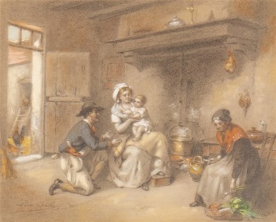 Lot 681 - Leon Caille (1836-1907)/Figures Beside a Fire...