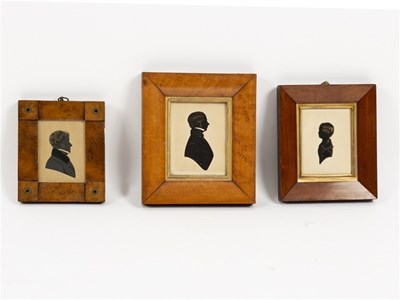 Lot 689 - Three 19th Century silhouette portraits with...