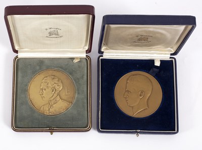 Lot 24 - A Belgian rowing bronze medallion, J Fenson,...