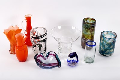 Lot 45A - Studio glass, ten pieces various including...